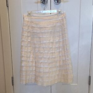 BCBG MaxAzria Cream Layered A-Line Skirt